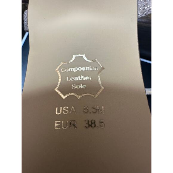 NiNA GOLD METALLIC CRYSTAL STRAPS MID-HEEL SANDALS ANKLE-STRAPS NUDE SIZE 8.5 - Picture 8 of 8